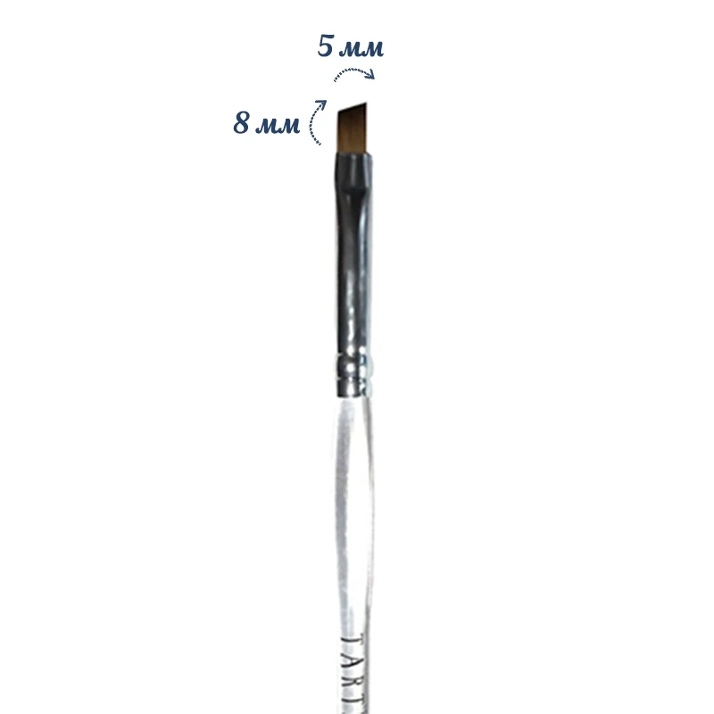 Кисть для геля Tartiso Nail Brush №6 косая-прозрачная ручка TKGP-03