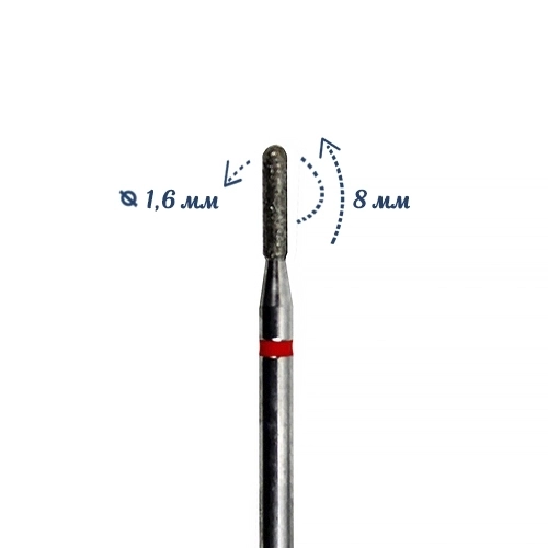 Фреза алмазная КМИЗ, мелкая (красная) насечка, Ø0,16 см, цилиндр закругленный Б140.16м117949(252)
