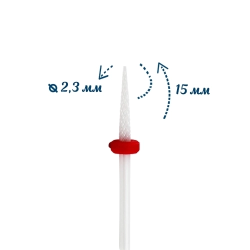 Керамическая фреза мягкая (красная) насечка, Ø0,23 см, конус  km/Zl053