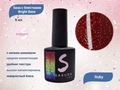 Камуфлирующая база для ногтей Sakura Bright Base Ruby, с блестками, 8 мл Ruby.