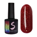 Камуфлирующая база для ногтей Sakura Bright Base Ruby, с блестками, 8 мл Ruby.
