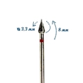 Фреза алмазная 40 F мелкая (красная) насечка, Ø0,33 см, конус (капля) km/040м