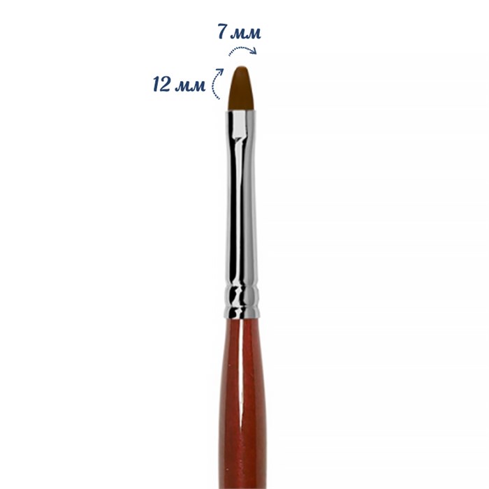 Кисть для геля Roubloff овальная №07, синтетика, длина 12 мм GN33R-7 - фото 467440