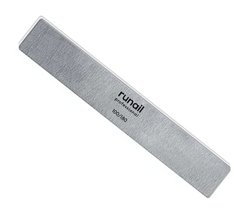 Пилка для ногтей ruNail для искусственных ногтей серая, форма - прямая, абразивность 100/180 грит 229 - фото 478077