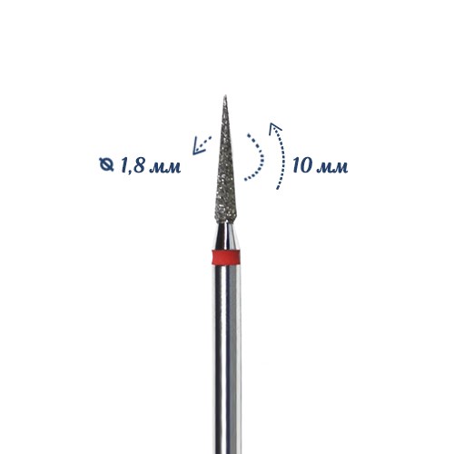 Фреза алмазная КМИЗ, мелкая (красная) насечка, Ø0,18 см, конус заостренный Б160.18/м(123) - фото 492125