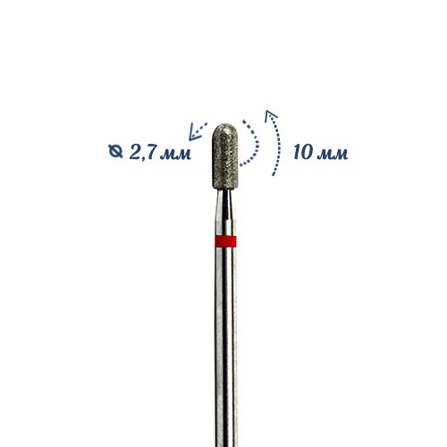 Фреза алмазная КМИЗ, мелкая (красная) насечка, Ø0,27 см, цилиндр закругленный Б140.27/117953(238) - фото 492195