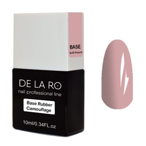 База для ногтей Delaro Rubber Camouflage Soft Peach (средней вязкости), 10 мл Del/BCSP10