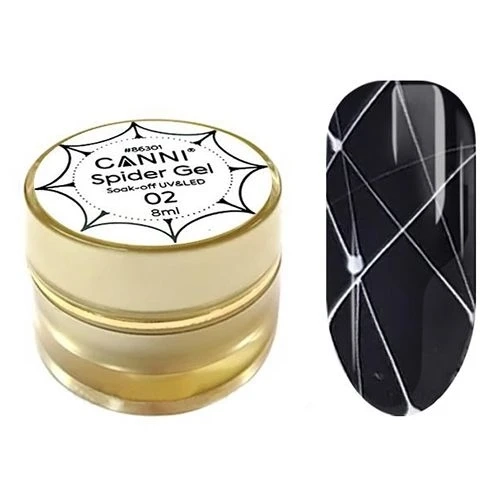 Гель для ногтей Canni паутинка 3D Spider Gel №02 белый, 8 мл canSg02