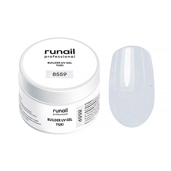 Гель для ногтей ruNail моделирующий с хлопьями Юки BUILDER UV GEL YUKI №8559, 15 г 8559