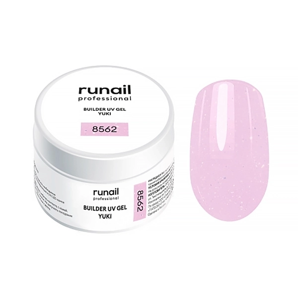 Гель для ногтей ruNail моделирующий с хлопьями Юки BUILDER UV GEL YUKI №8562, 15 г 8562