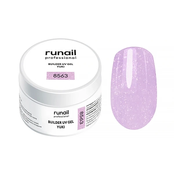 Гель для ногтей ruNail моделирующий с хлопьями Юки BUILDER UV GEL YUKI №8563, 15 г 8563