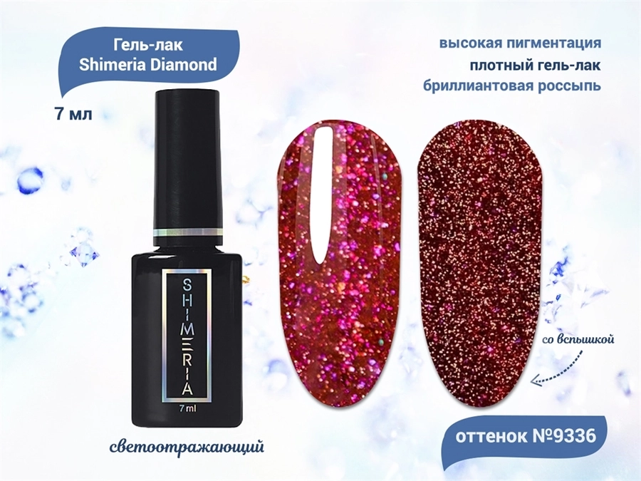 Гель-лак RuNail светоотражающий SHIMERIA DIAMOND №9336, 7 мл 9336