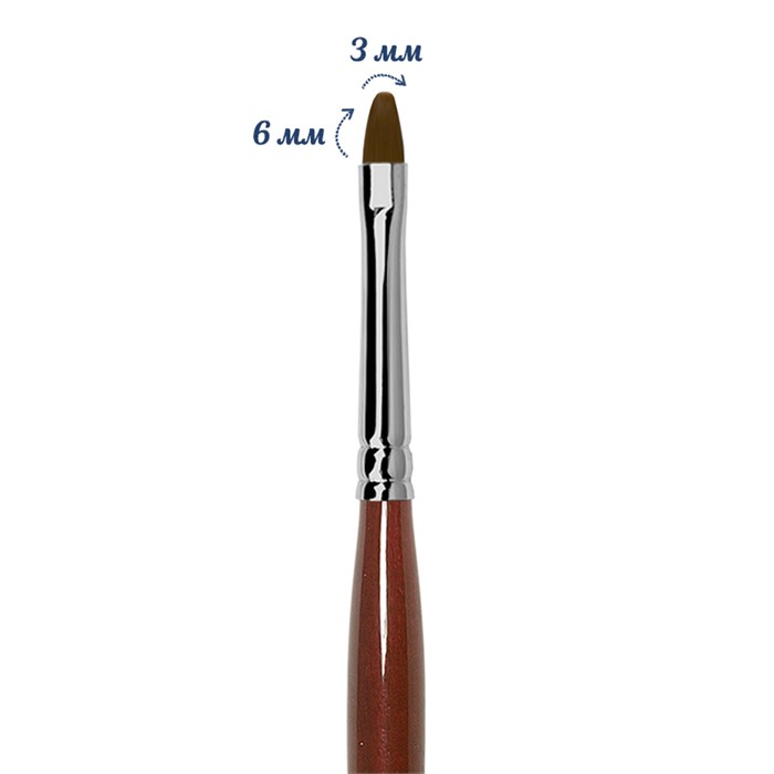Кисть для геля Roubloff овальная №03, синтетика, длина 6 мм GN33R-3 - фото 530117