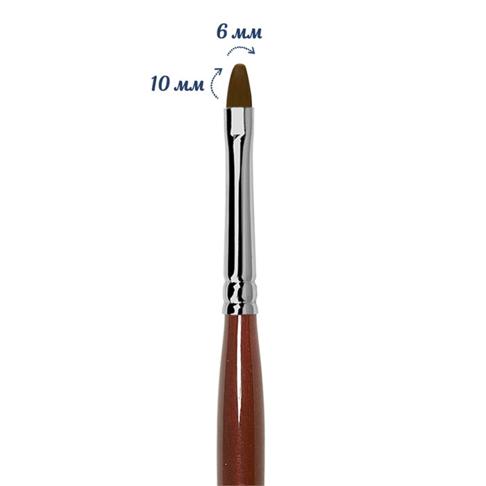 Кисть для геля Roubloff овальная №06, синтетика, длина 10 мм GN33R-6 - фото 530139