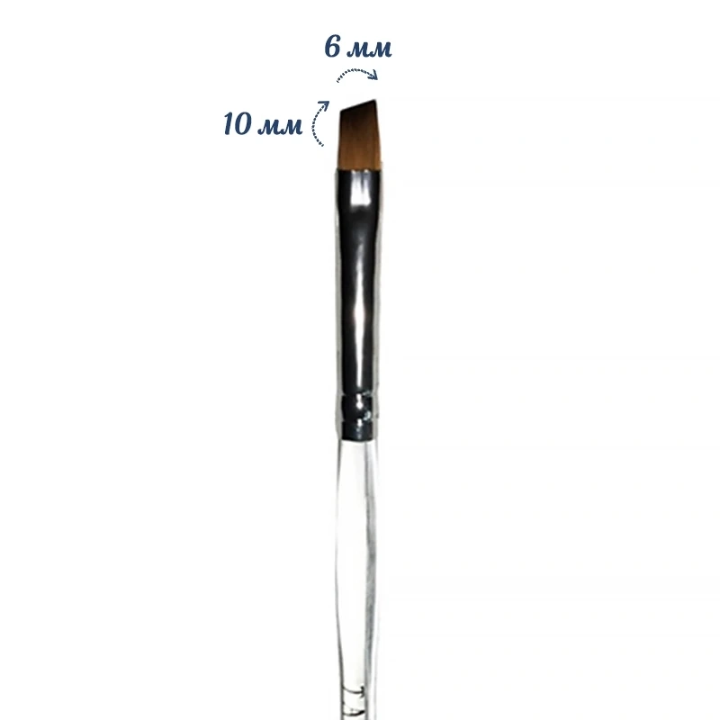 Кисть для геля Tartiso Nail Brush №8 косая-прозрачная ручка TKGP-07