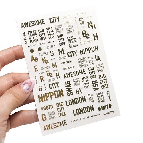 Металлизированные 3D наклейки IBDI Nails CITY, золото id/3DCITYgold - фото 536348