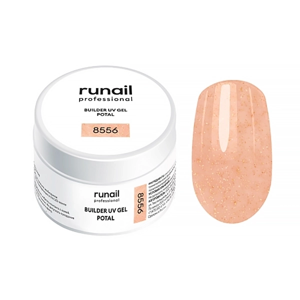 Моделирующий УФ-гель для ногтей ruNail BUILDER UV GEL POTAL №8556, с поталью, 15 г 8556