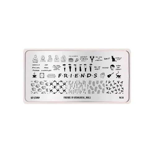 Пластина для стемпинга Go Stamp 34 Friends by @shalneva_nails GS34PL