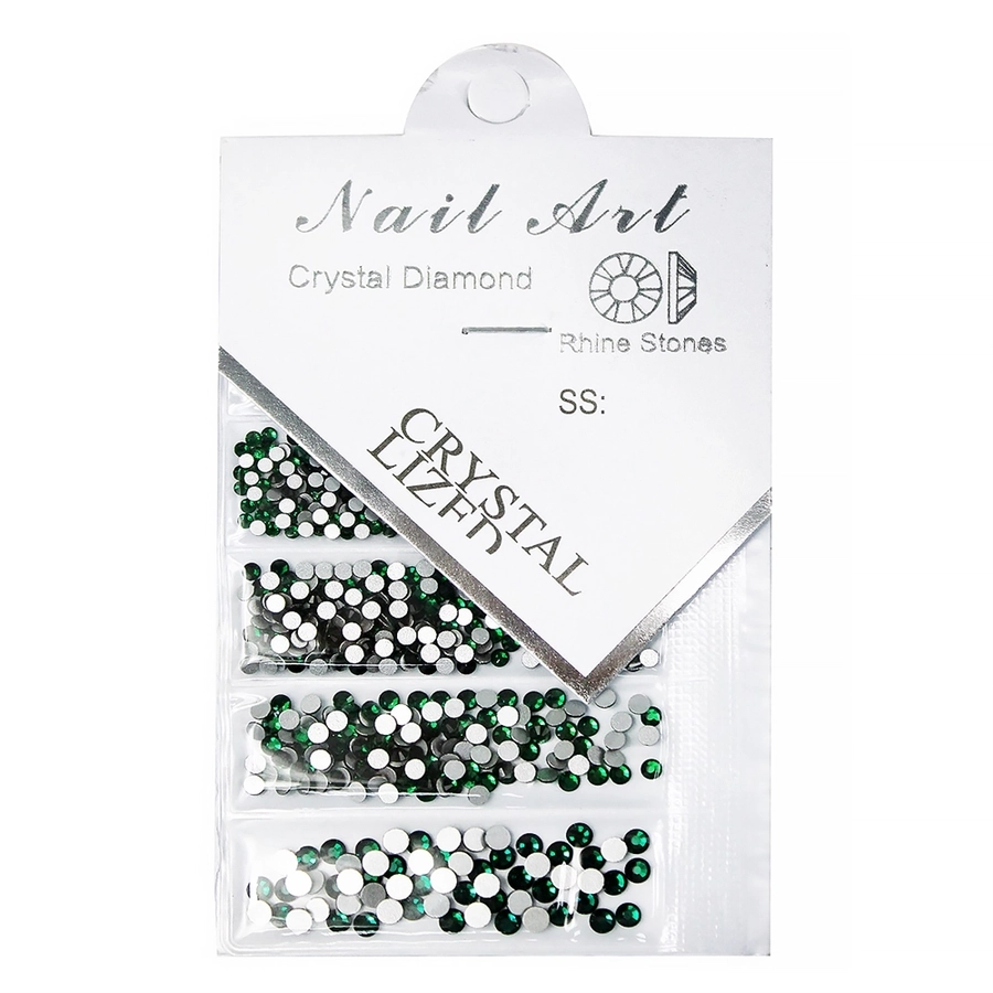 Стразы для ногтей Dark Green mix размеров SS4-SS16 SS4-SS16DG