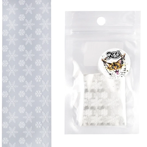 Фольга переводная Zoo Nail Art №1458 новогодняя прозрачная белая, 4*50 см zn/1458