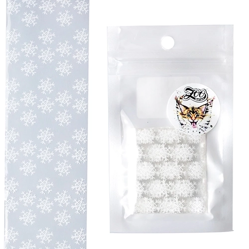 Фольга переводная Zoo Nail Art №1459 новогодняя прозрачная белая, 4*50 см zn/1459