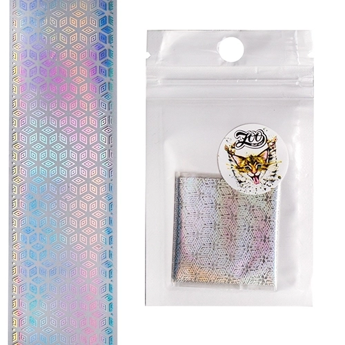 Фольга переводная Zoo Nail Art №1468 хром голография кубики, 4*50 см zn/1468