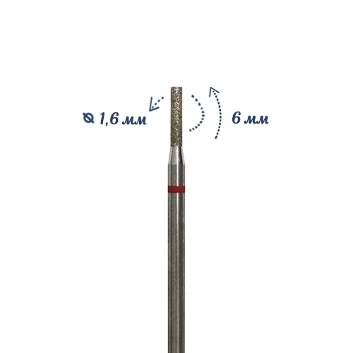 Фреза алмазная КМИЗ, мелкая (красная) насечка, Ø0,16 см, цилиндр (бочонок) Б111.16/117948(227)