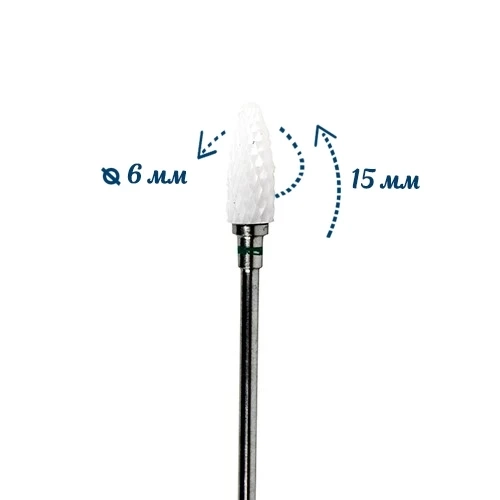 Керамическая фреза Premium Tirch Cylinder 3/32 C грубая (зеленая) насечка, Ø0,6 см, кукуруза FP-11