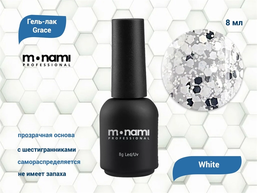 Гель-лак Monami Grace White, 8 г mi/Gw8-