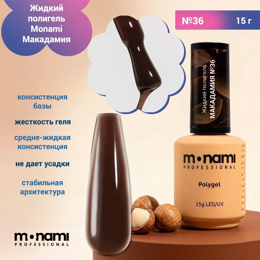 Жидкий полигель Monami Макадамия №36, 15 г mn_lp_macadamia36
