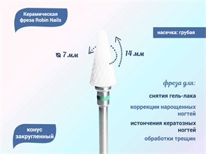 {{productViewItem.photos[photoViewList.activeNavIndex].Alt || productViewItem.photos[photoViewList.activeNavIndex].Description || 'Керамическая фреза Robin Nails 3/32 C ST(C) грубая (зеленая) насечка, Ø0,7 см, конус закругленный'}}