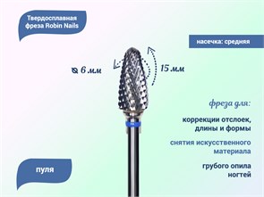 {{productViewItem.photos[photoViewList.activeNavIndex].Alt || productViewItem.photos[photoViewList.activeNavIndex].Description || 'Твердосплавная фреза Robin Nails пуля 3/32 M ST, Ø0,6 см средняя (синяя) насечка'}}