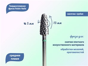 {{productViewItem.photos[photoViewList.activeNavIndex].Alt || productViewItem.photos[photoViewList.activeNavIndex].Description || 'Твердосплавная фреза Robin Nails среднее пламя 3/32 С I Ø0,5 см грубая (зеленая) насечка'}}