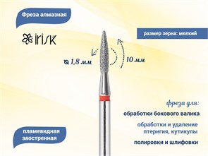 {{productViewItem.photos[photoViewList.activeNavIndex].Alt || productViewItem.photos[photoViewList.activeNavIndex].Description || 'Фреза алмазная IRISK мягкая (красная) насечка, Ø0,18 см, пламя острое '}}
