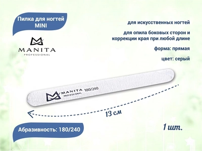 {{productViewItem.photos[photoViewList.activeNavIndex].Alt || productViewItem.photos[photoViewList.activeNavIndex].Description || 'Пилка для ногтей  MANITA PROFESSIONAL прямая MINI 180/240 грит, 13 см 1 шт./уп.'}}