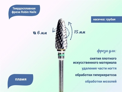 {{productViewItem.photos[photoViewList.activeNavIndex].Alt || productViewItem.photos[photoViewList.activeNavIndex].Description || 'Твердосплавная фреза Robin Nails пламя 3/32 С ST Ø0,6 см грубая (зеленая) насечка'}}