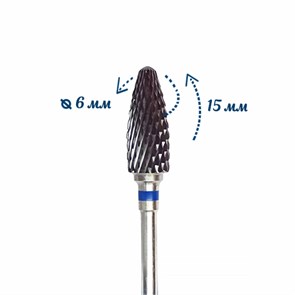 Керамическая фреза Robin Nails средняя (синяя) насечка, Ø0,6 см, L15, пуля gr/6410501