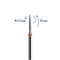 Фреза алмазная КМИЗ, мелкая (красная) насечка, Ø0,12 см, L10, конус заостренный Б250.12/м(111) - фото 559811