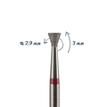 Фреза алмазная мелкая (красная) насечка, Ø0,29 см, конус обратный DD3029