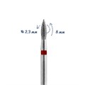 Алмазная фреза Кристалл мягкая (красная) насечка, Ø0,23 см, L80, пламя острое К56.243.080.23м(2) - фото 564729