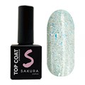 Топ для ногтей Sakura Top161 светоотражающий c хлопьями юкки, без липкого слоя, 9 мл Top161