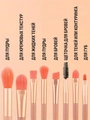 Набор кистей для макияжа, 8 предметов, розовый футляр kmn-8-pink