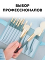 Набор кистей для макияжа в голубом чехле, 10 шт  kmn-017-gol
